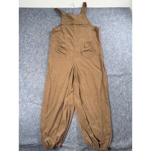 Unbranded Corduroy Overalls Women L Brown Cotton Bib Jumpsuit Boho Wide Leg Y2K